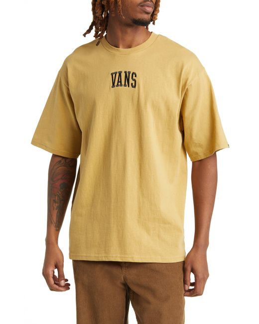 Vans Yellow Arched Logo Oversize Embroidered Cotton T-shirt for men
