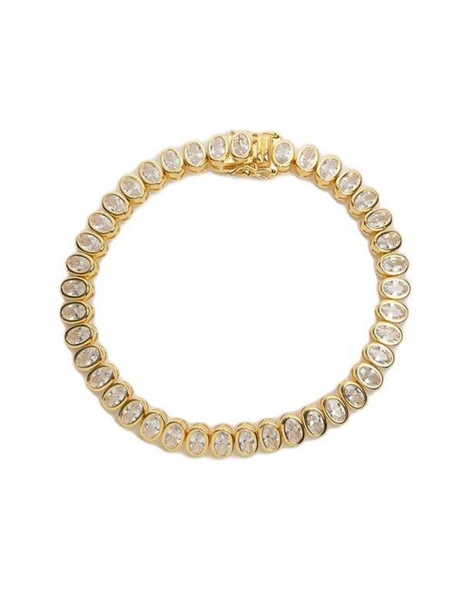 Argento Vivo Sterling Silver Metallic Oval Cubic Zirconia Line Bracelet
