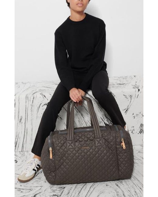 MZ Wallace Gray Large Metro Team Quilted Nylon Duffle Bag
