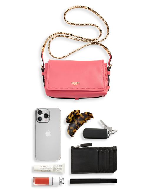 Moschino Pink Mini Letter Leather Shoulder Bag