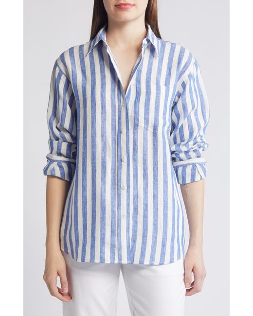 Boden Blue Connie Stripe Linen Button-up Shirt