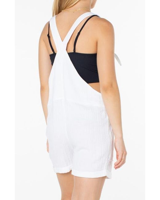Roxy White Sundown Dive Cotton Gauze Short Overalls