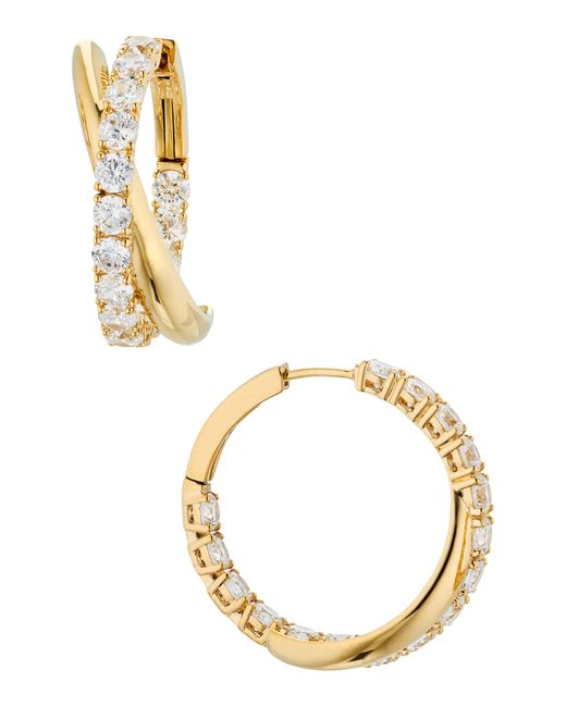 Nadri Twilight Cubic Zirconia Crossover Hoop Earrings in Metallic Lyst