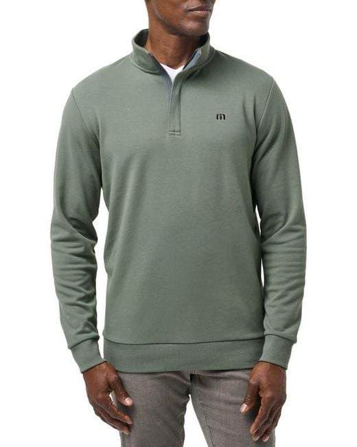 Travis Mathew Green Cloud 2.0 Quarter Zip Pullover for men
