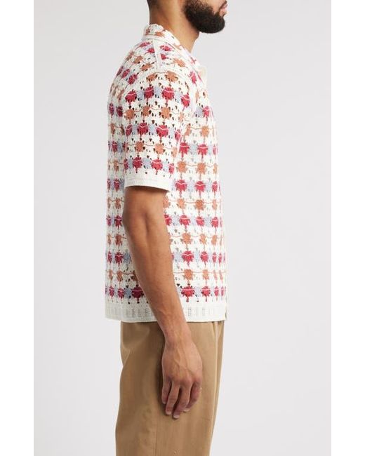 Wax London Red Porto Short Sleeve Cotton Blend Button-Up Shirt for men