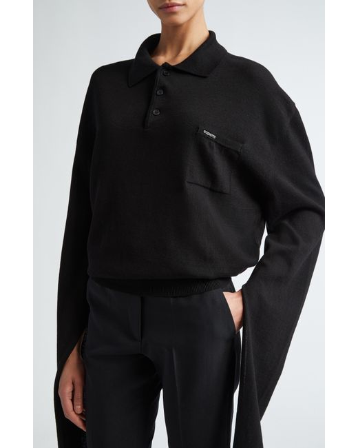 Coperni Black Knot Sleeve Cotton Polo Sweater
