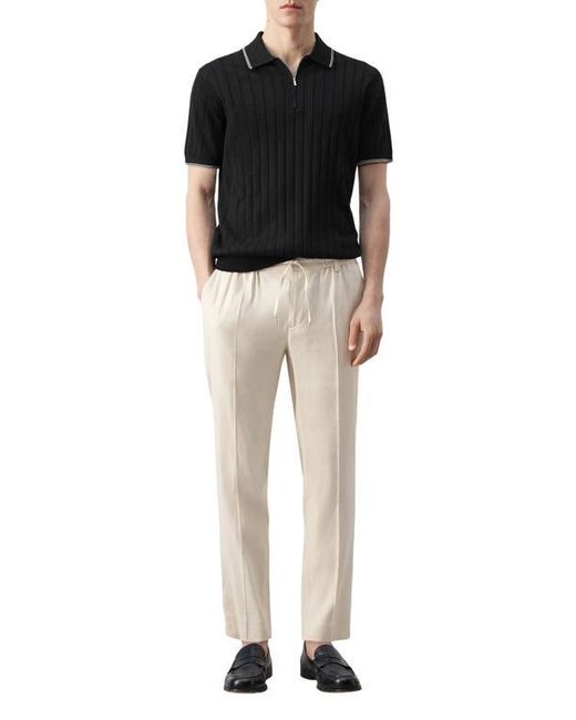 Mango Black Zip Placket Polo for men