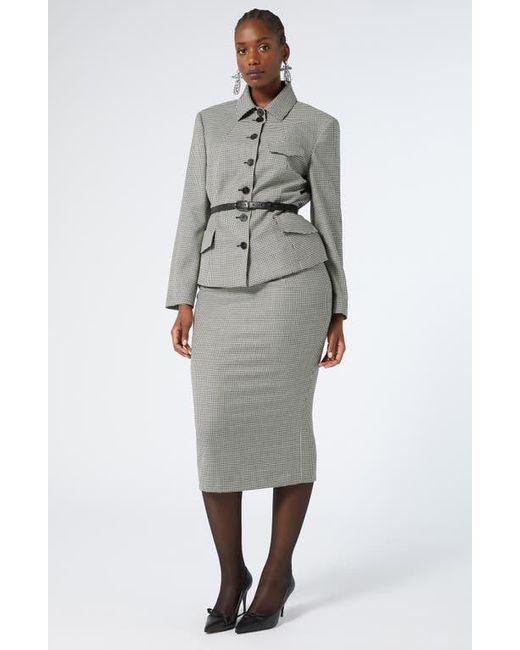 Marina Rinaldi Gray Teglia Houndstooth Virgin Wool Twill Jacket