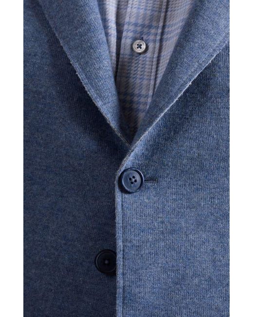 Bugatchi Blue Wool Blend Laser Cut Blazer for men