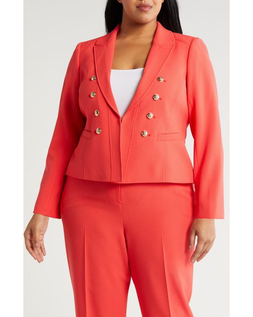 Tahari Red Faux Double Breasted Blazer