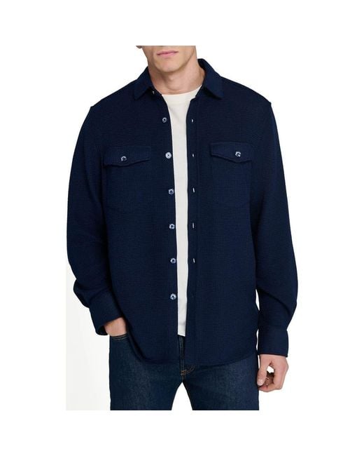 Con.struct Blue Slim Fit Solid Shirt Jacket for men