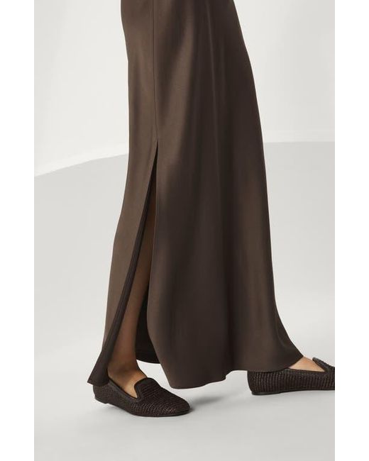 Brunello Cucinelli Brown Fluid Bias-Cut Skirt