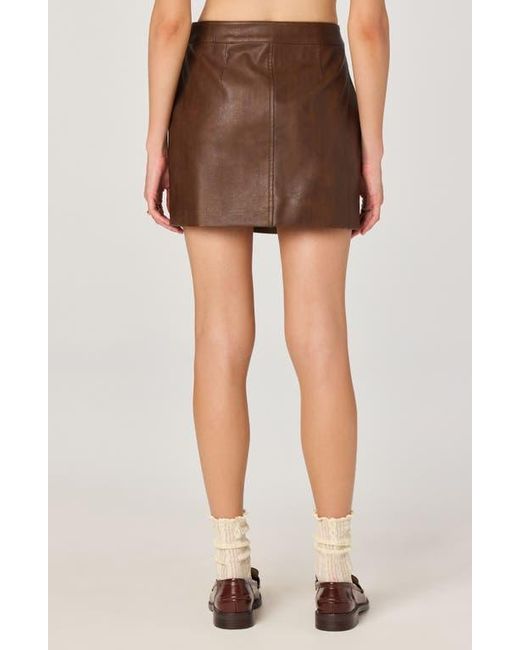 Astr Brown Faux Leather Miniskirt