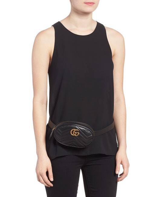 Gucci Gg Marmont 2.0 Matelassé Leather Belt Bag in Black - Lyst