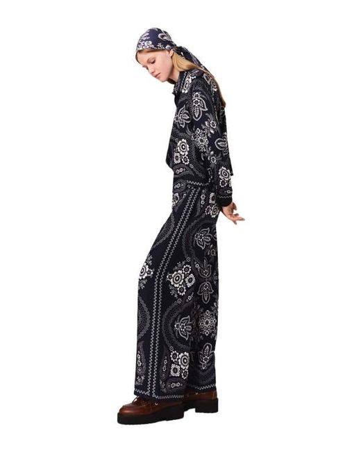 Maje Blue Flowing Bandana Print Pants