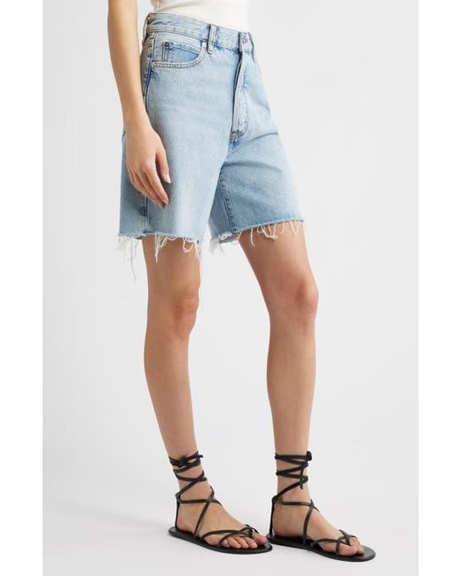 FRAME Blue The Timeless Raw Hem Denim Bermuda Shorts