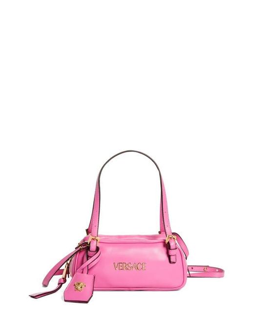 Versace Pink Mini Logo East/West Leather Shoulder Bag