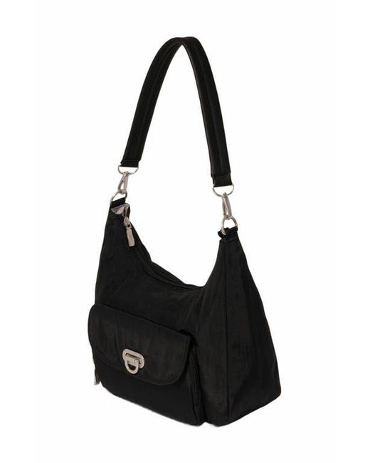 Baggallini Black Coastal Flip Lock Half Moon Bag