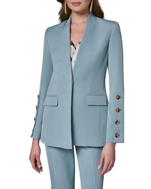 Donna Karan Blue Collarless Jacket