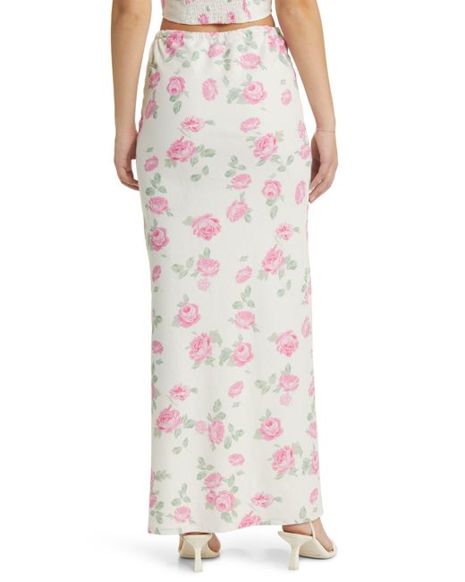 Wayf Multicolor Romeo Floral Linen Blend Maxi Skirt