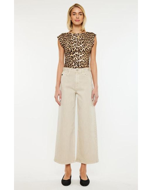 Kancan Natural Calla Ultra High Rise Cropped Wide Leg Jeans