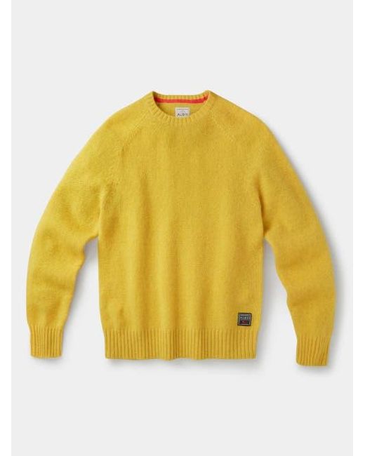 aubi Yellow Prestwick Shetland Crew Neck Sweater for men