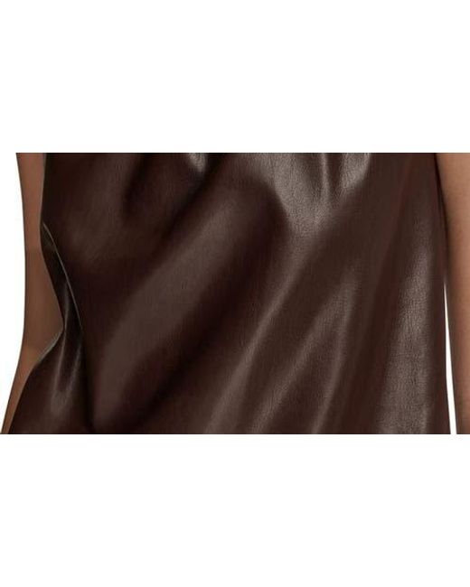 Donna Karan Black Sleeveless Faux Leather & Knit Mixed Media Top