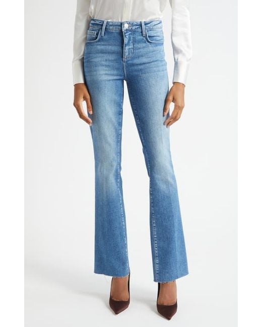 L'Agence Blue Ruth Raw Hem Straight Leg Jeans