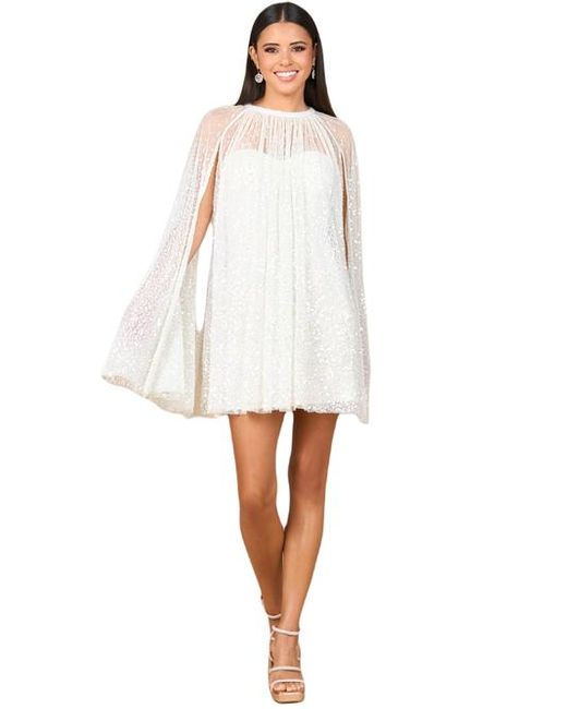 lara eve beaded cape wedding dress Lara Ella Beaded Cape Sleeve Wedding Dress – SARAH FASHION main image 0