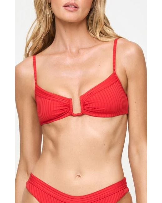 LSPACE Red Peyton Bikini Top