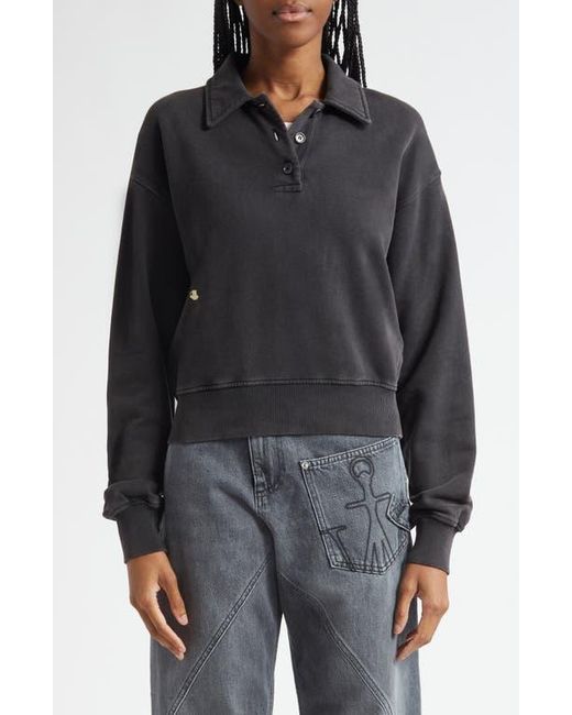 J.W. Anderson Black Cotton French Terry Polo Sweatshirt