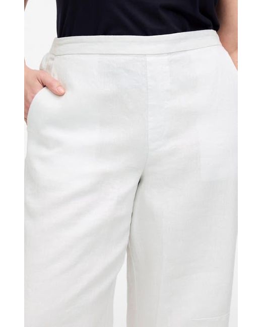 Madewell White Barrel Leg Linen Pants
