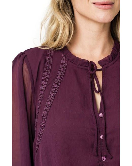 Gibsonlook Purple Embroidered Button-Up Top