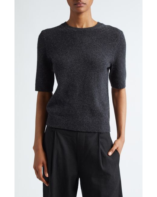 Vince Black Short Sleeve Wool & Alpaca Blend Sweater