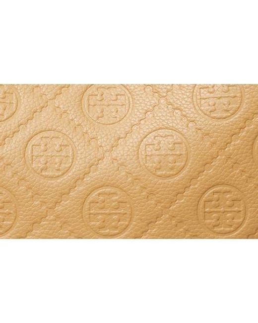 Tory Burch Metallic T-Monogram Embossed Crescent Shoulder Bag