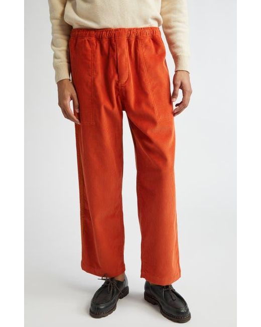 Bode Red Stripe Trim Corduroy Track Pants for men