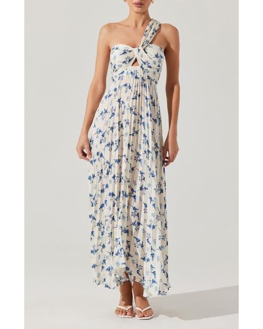 Astr Multicolor Rasya Floral Pleated One-Shoulder Maxi Dress