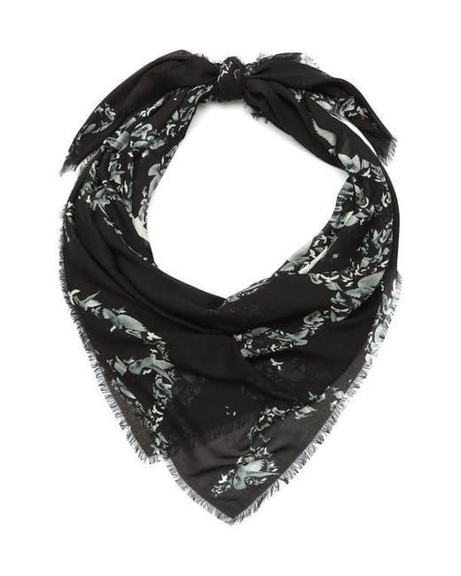 AllSaints Black Flight Back Large Square Scarf
