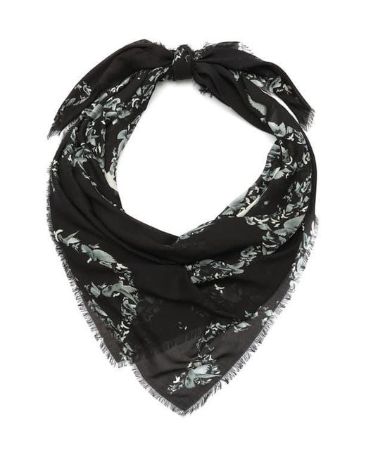 AllSaints Black Flight Back Large Square Scarf