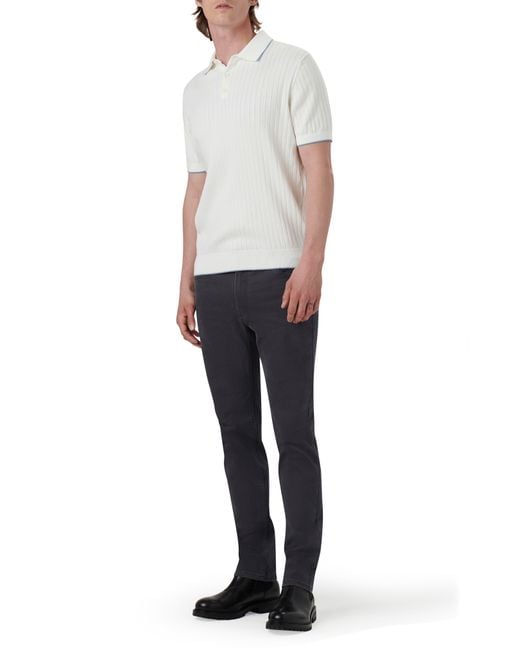 Bugatchi White Ribbed Polo Sweater for men