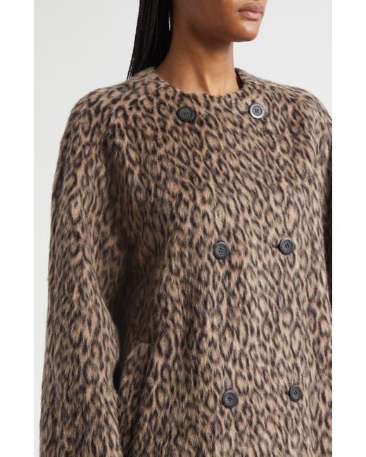 Emporio Armani Brown Leopard Print Wool Blend Double Breasted Jacket