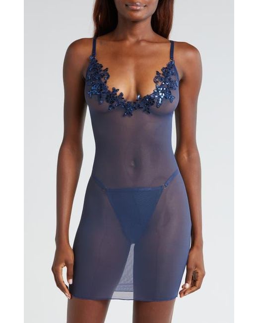 Kilo Brava Blue Sequin Sheer Mesh Chemise