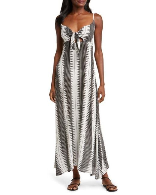 Elan Multicolor Cutout Tie Front Maxi Cover-Up Sundress