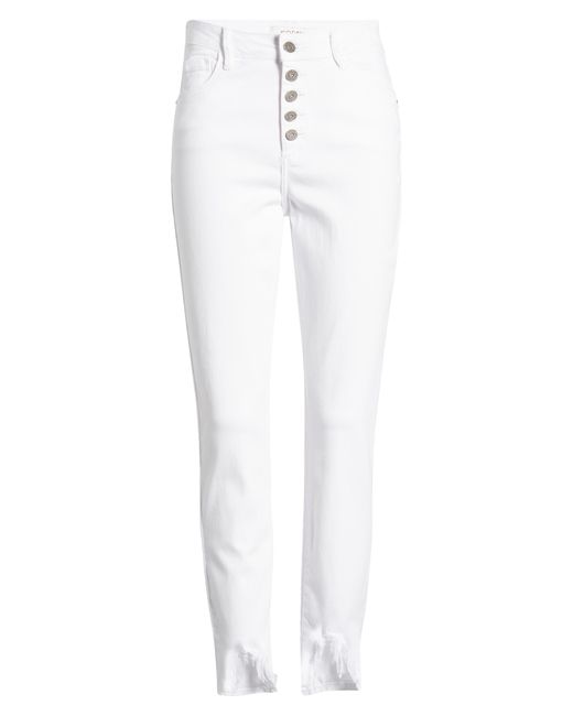 Hidden Jeans White Exposed Button High Waist Fray Hem Skinny Jeans
