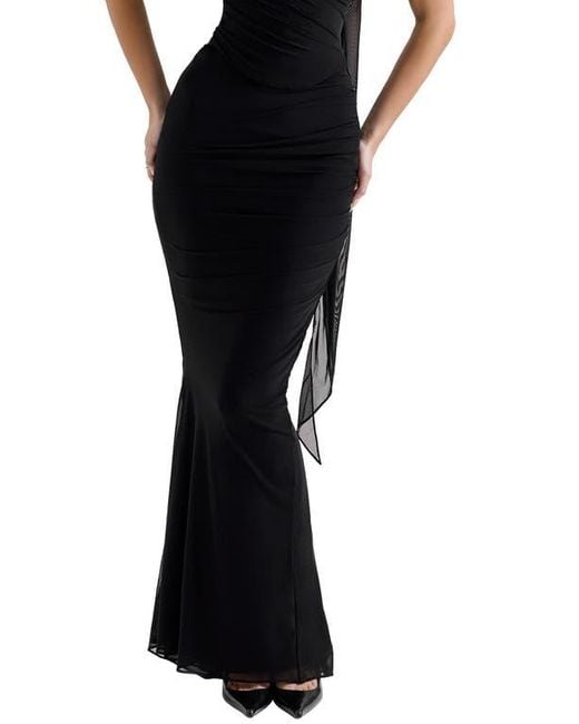 House Of Cb Black Cassidy Mesh & Tulle Maxi Skirt