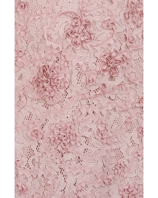 JS Collections Pink Jenni Floral Lace Cocktail Midi Dress