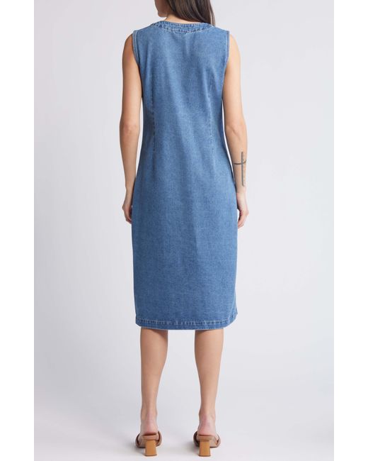 Vero Moda Blue Eden Button-up Denim Midi Dress