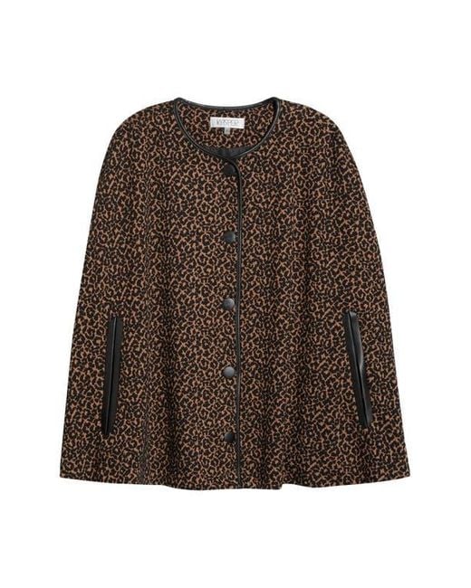 Kasper Brown Leopard Jacquard Cape