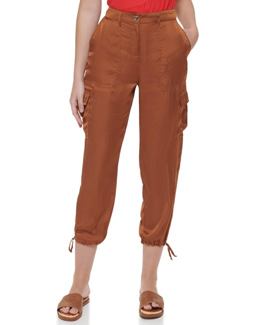 DKNY Crop Cargo Pants in Brown Lyst