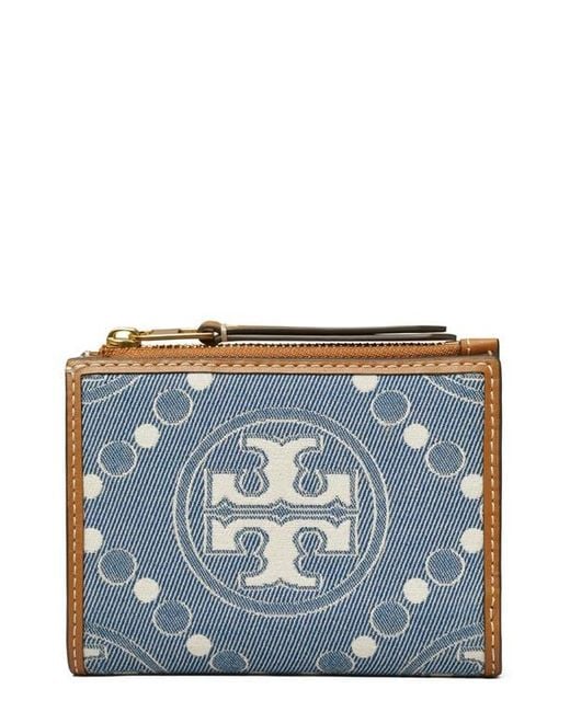 Tory Burch T Monogram Denim Bifold Wallet in Blue | Lyst